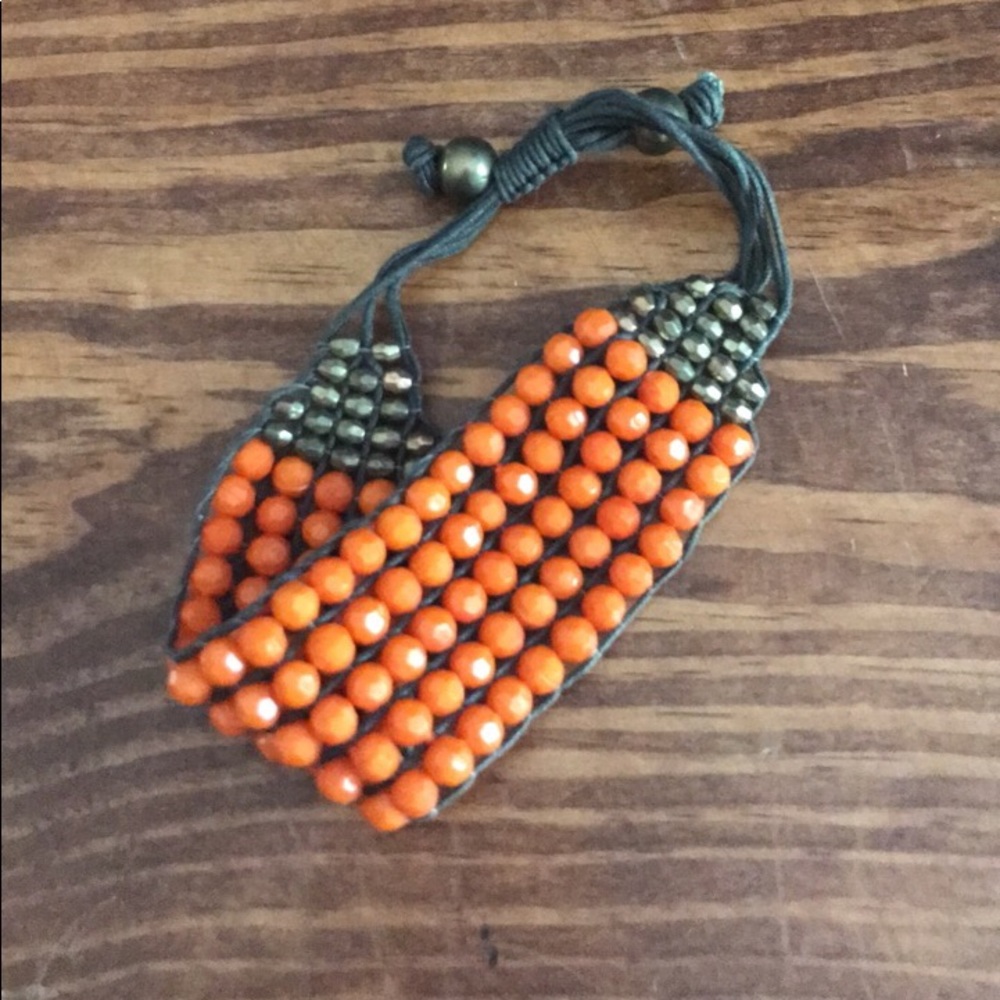 Orange beaded wrap bracelet